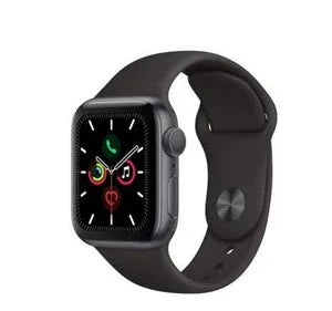 Black smart watch with fitness tracker features and colorful digital display